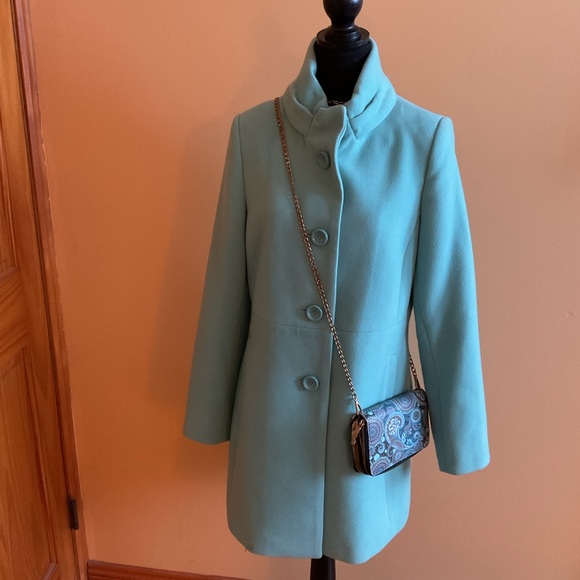 Jessica Light Aqua Stand Up Collar Jacket with Scarf Size 6 - Picture 6 of 16